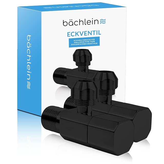 Bächlein Paar schwarz matter Eckventile mit Viertelumdrehung