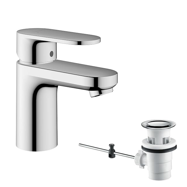 hansgrohe Vernis Blend verchromte Waschtischarmatur mit Zugstangen-Ablaufgarnitur