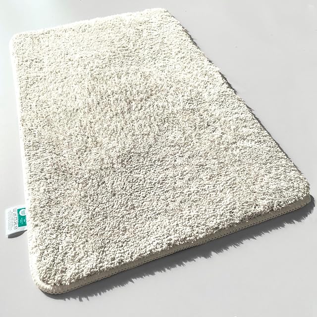 casa pura cremefarbene hochflorige Badematte aus Mikrofaser