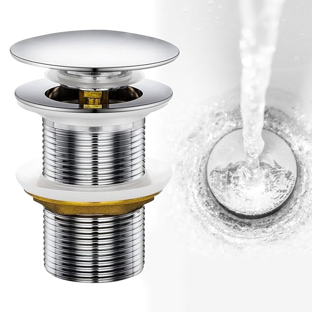 Fousenuk Waschbeckenablauf aus Edelstahl mit Push-Öffnung