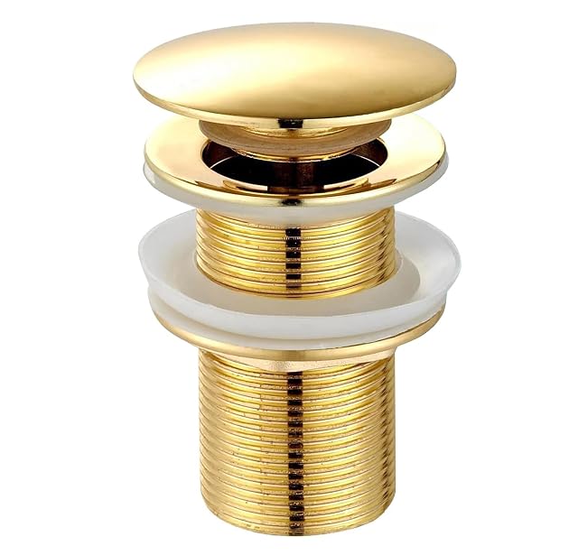 goambuy Klick-Klack-Waschbeckenablauf aus Messing mit Goldfinish