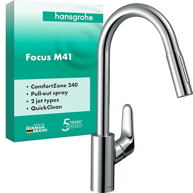 hansgrohe Focus M41 verchromte Küchenarmatur mit Ausziehbrause