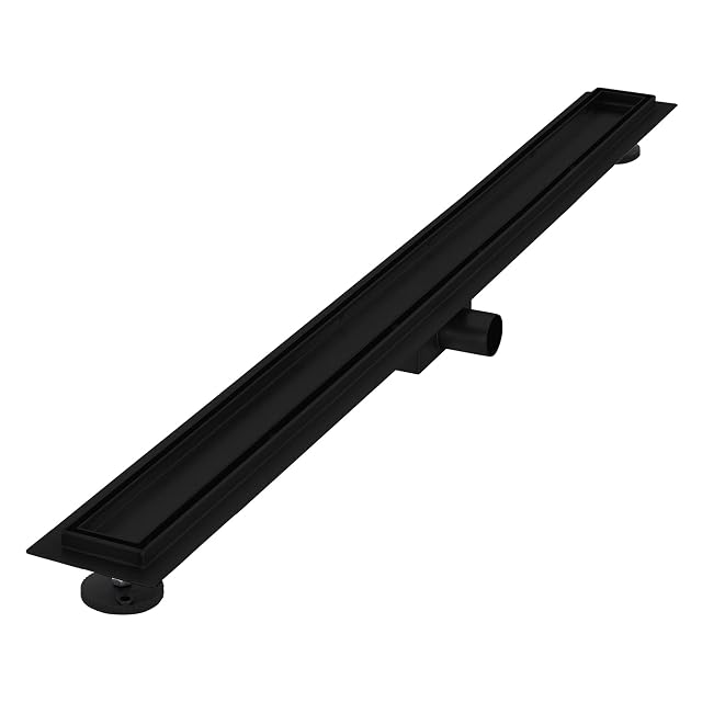 LuxeBath 100 cm schwarze Duschrinne aus Edelstahl