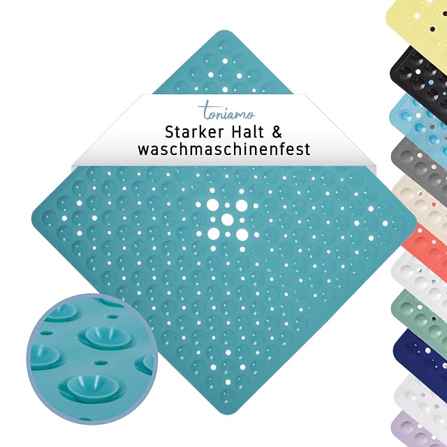 Toniamo aquafarbene genoppte rutschfeste Duschmatte, 53 mal 53 cm