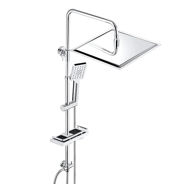 JOHO verchromte Duschsäule aus Edelstahl 304 mit 30 × 30 cm Kopfbrause