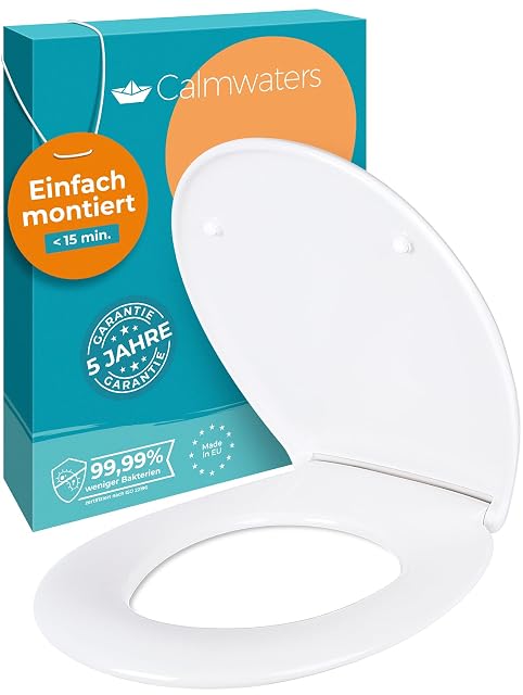 Calmwaters weißer ovaler antibakterieller WC-Sitz aus Duroplast