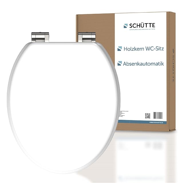 Schütte weißer WC-Sitz aus MDF-Holz mit Absenkautomatik