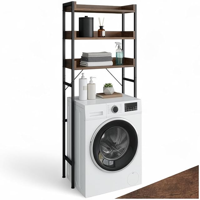 tectake Regal über der Toilette im Industriestil in Dunkelbraun