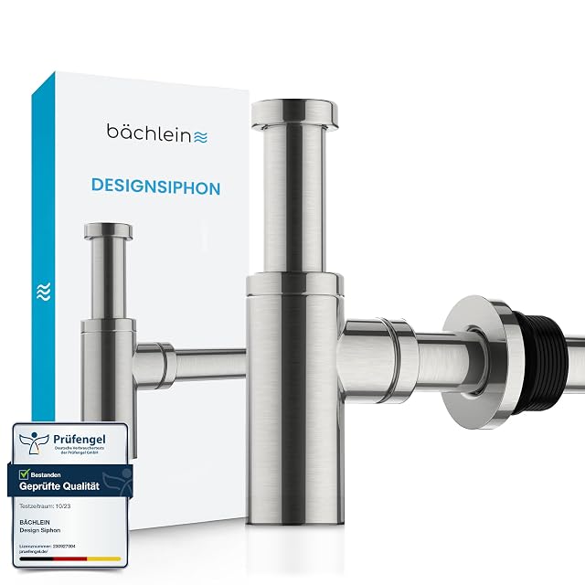 Bächlein Flaschensiphon aus gebürstetem Edelstahl für ein Waschbecken