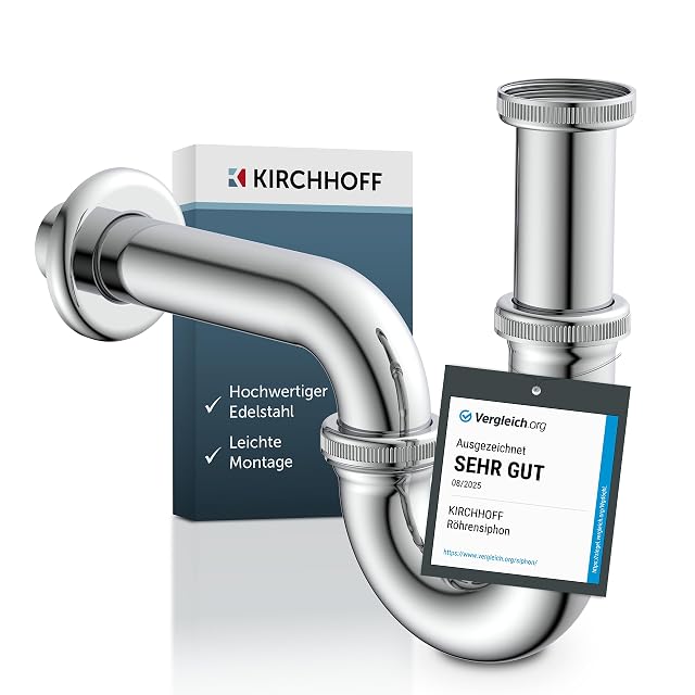 Kirchhoff verchromter Waschbeckensiphon aus Edelstahl