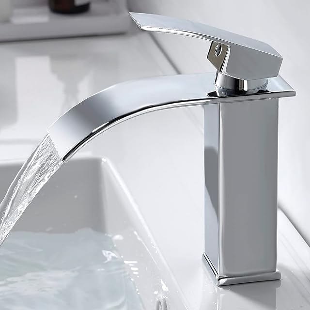 kisimixer verchromte Wasserfall-Waschtischarmatur mit PVD-Oberfläche